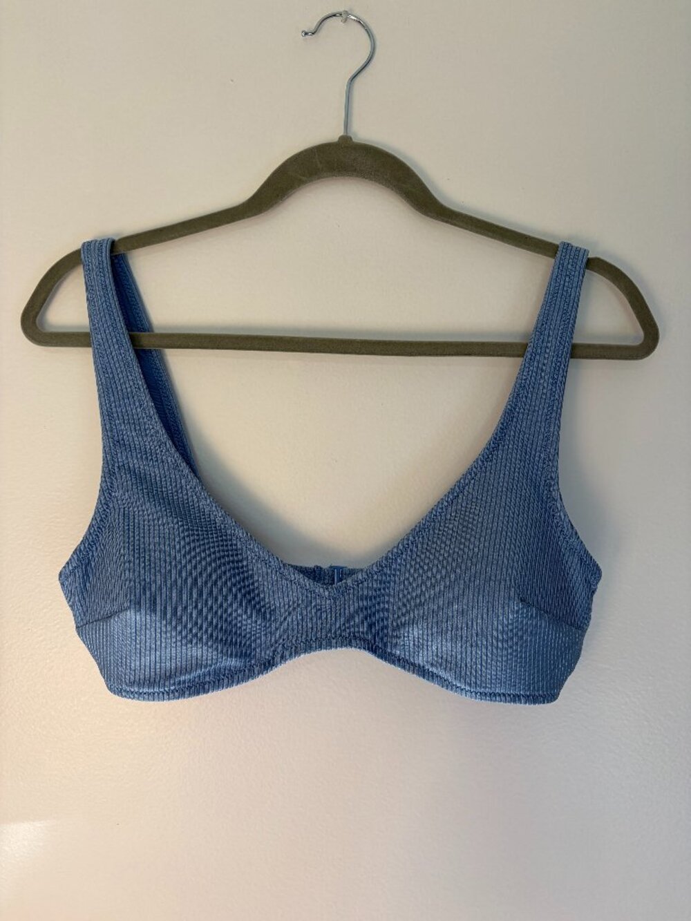 Aerie Baby Blue Ribbed Scoop Neck Bikini Top